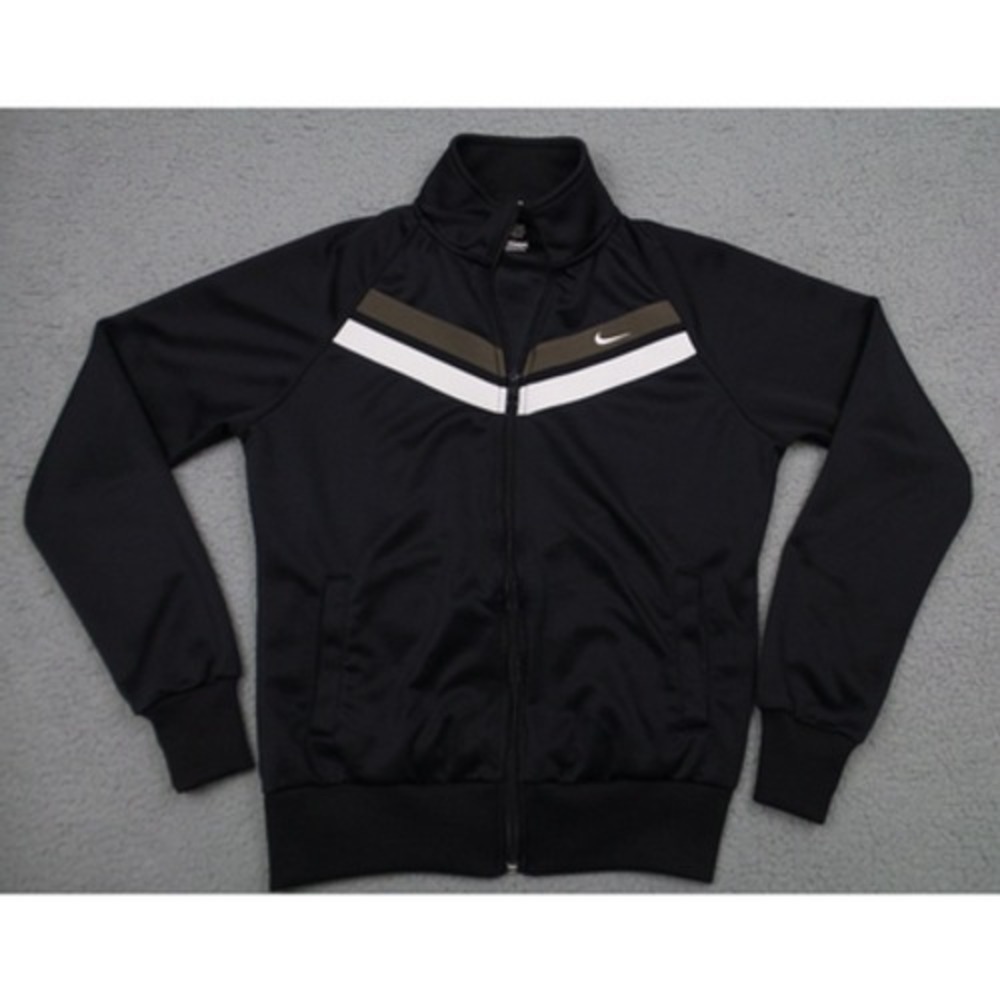 Nike Sweatshirt‎ Womens Size Medium Black Striker Track Jacket Full Zip Pockets
